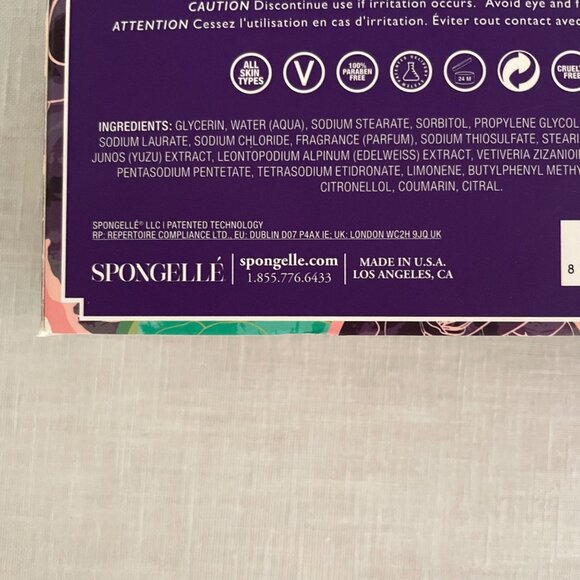 Spongelle Violet Leaf Body Wash Infused Buffer 3oz 14+ Uses Cleanse Sponge - Picture 7 of 8